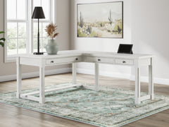 Elite Furniture Outlet - Ashley Furniture - Robbinsdale Office Desk - L-Shaped Home Office Desk / Antique White - H742H1