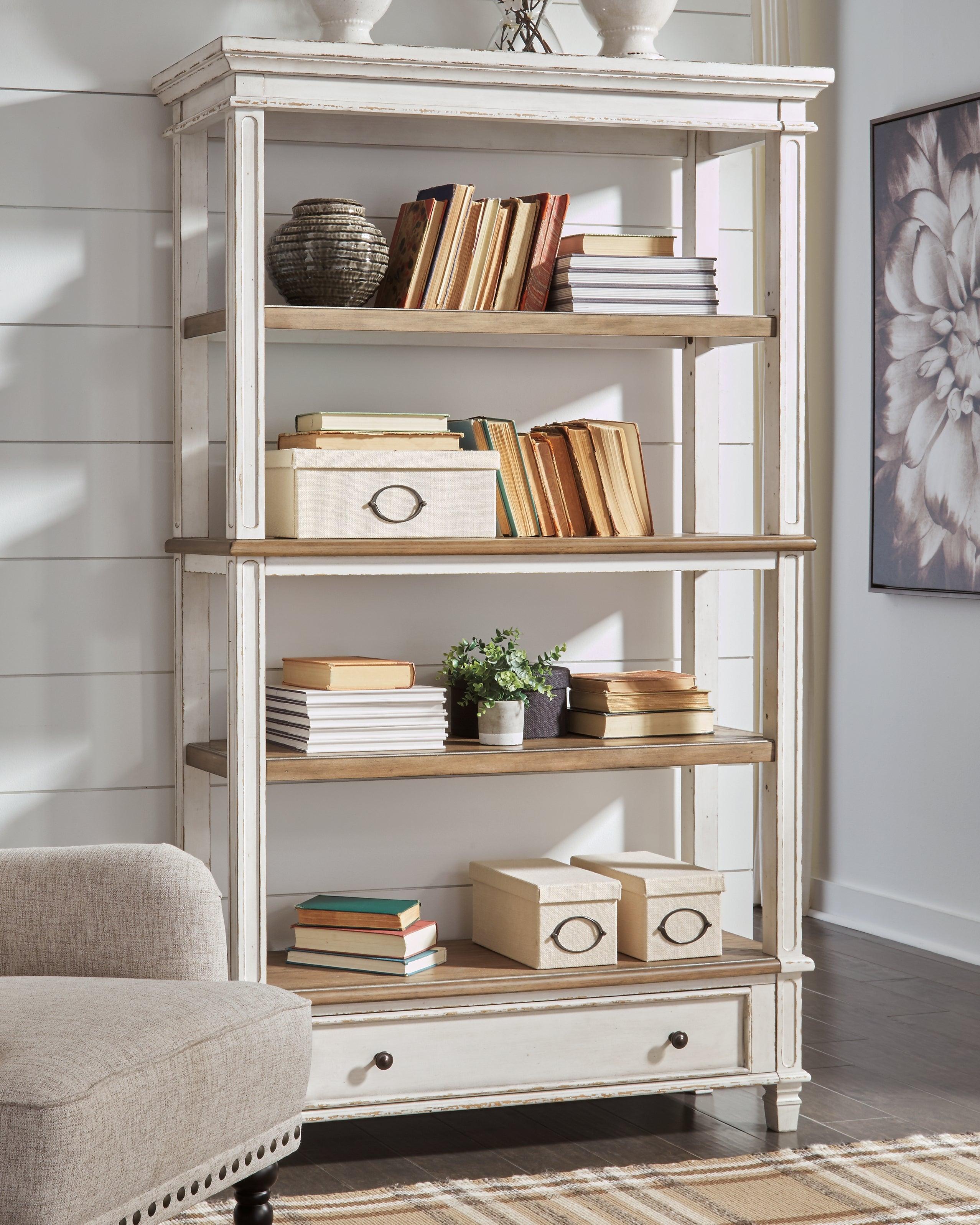 Elite Furniture Outlet - Ashley Furniture - Realyn Bookcase - Bookcase / Brown/White - H743-70