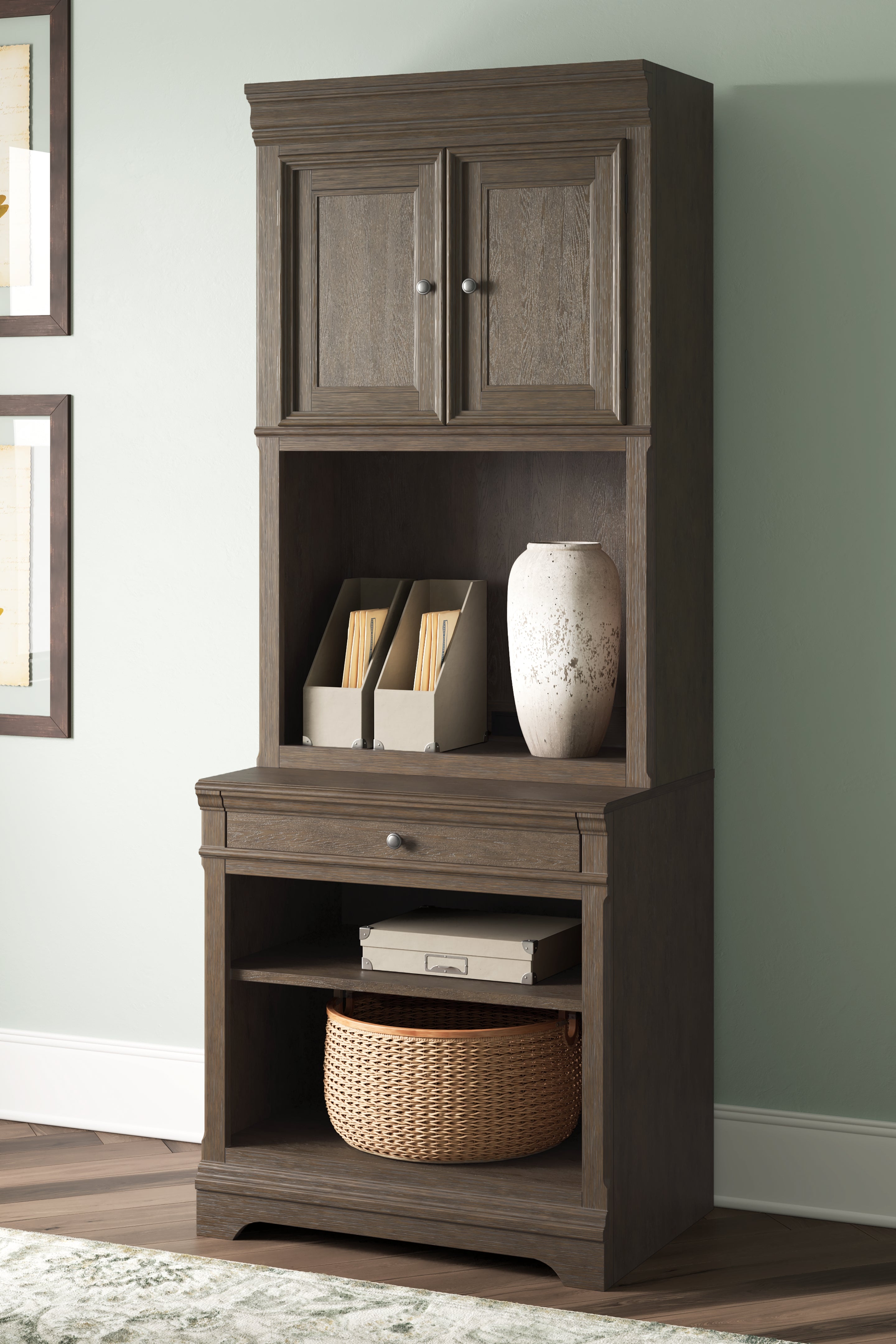 Elite Furniture Outlet - Ashley Furniture - Janismore Bookcase - Bookcase / Weathered Gray - H776H7