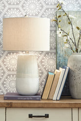 Elite Furniture Outlet - Ashley Furniture - Shavon Lighting - Table Lamp (Set of 2) / Beige/White - L100724X2