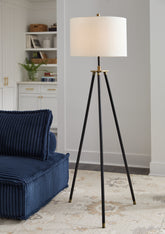 Elite Furniture Outlet - Ashley Furniture - Cashner Lighting - Metal Floor Lamp (1/CN) / Black/Gold Finish - L206101