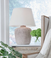 Elite Furniture Outlet - Ashley Furniture - Danry Lighting - Table Lamp (Set of 2) / Distressed Cream - L207454X2