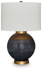 Elite Furniture Outlet - Ashley Furniture - Adara Lighting - Metal Table Lamp (1/CN) / Blue/Gold Finish - L207564