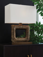 Elite Furniture Outlet - Ashley Furniture - Garronby Lighting - Metal Table Lamp (1/CN) / Antique Brass Finish - L207604