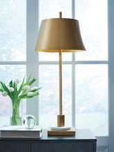 Elite Furniture Outlet - Ashley Furniture - Fritzburn Lighting - Metal Table Lamp (1/CN) / Gold Finish/White - L208444