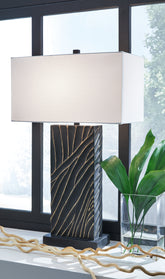 Elite Furniture Outlet - Ashley Furniture - Bartlen Lighting - 2-Piece Lamp Set / Black/Gold Finish - L235774X2