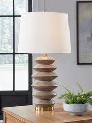 Elite Furniture Outlet - Ashley Furniture - Jyllyard Lighting - Poly Table Lamp (1/CN) / Brown/Gold Finish - L235944