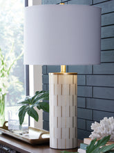 Elite Furniture Outlet - Ashley Furniture - Faridworth Lighting - Poly Table Lamp (1/CN) / White/Gold Finish - L235954