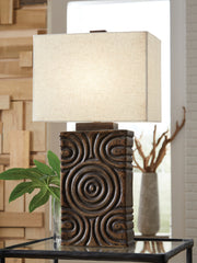 Elite Furniture Outlet - Ashley Furniture - Heathbury Lighting - Paper Table Lamp (1/CN) / Antique Brown - L235964