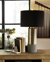 Elite Furniture Outlet - Ashley Furniture - Jacek Lighting - Metal Table Lamp (Set of 2) / Gray/Brass Finish - L243164