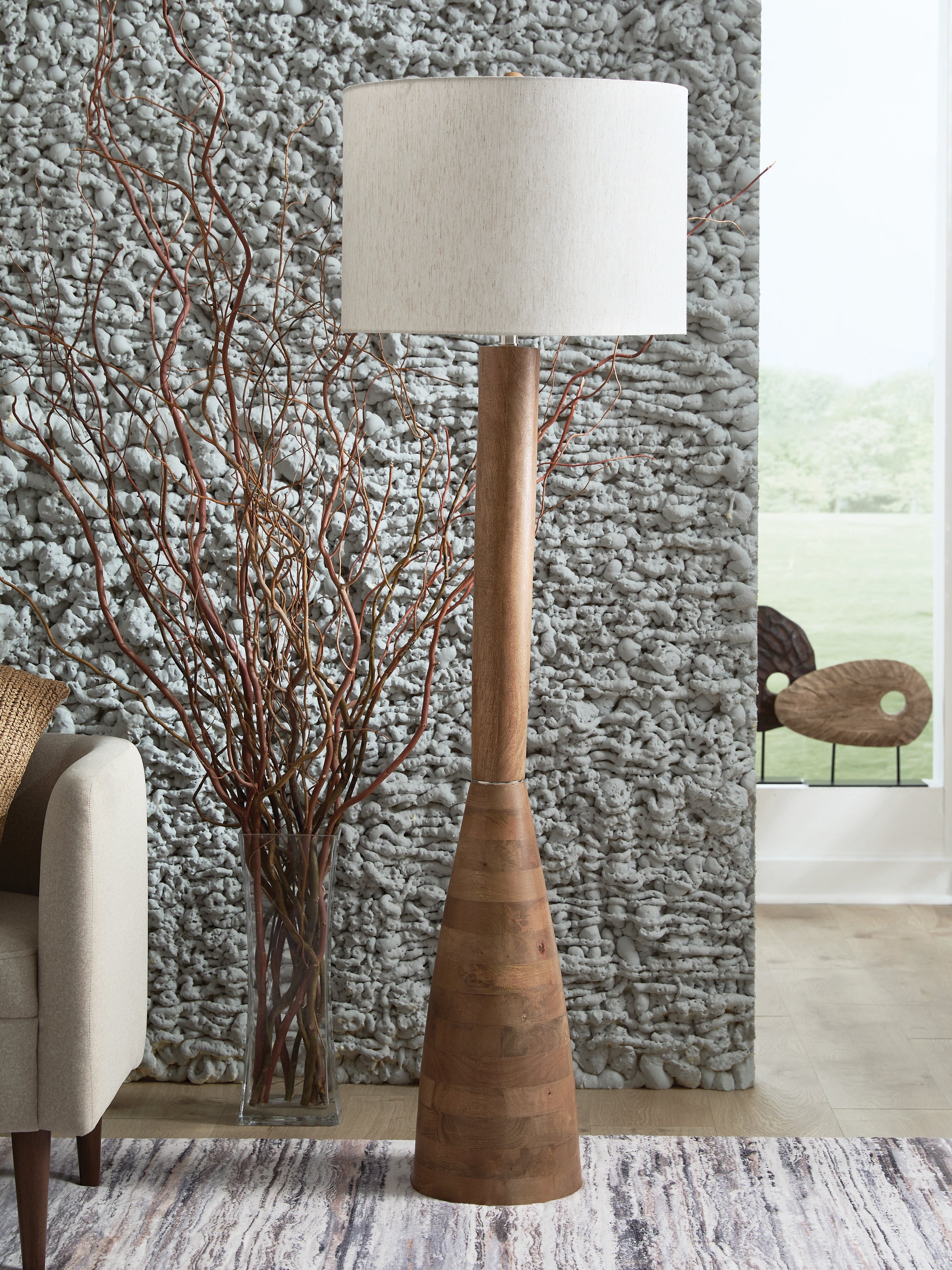 Elite Furniture Outlet - Ashley Furniture - Ailsa Lighting - Wood Floor Lamp (1/CN) / Natural Brown - L329111