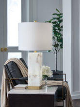 Elite Furniture Outlet - Ashley Furniture - Linderfield Lighting - Alabaster Table Lamp (1/CN) / White/Gold Finish - L429094