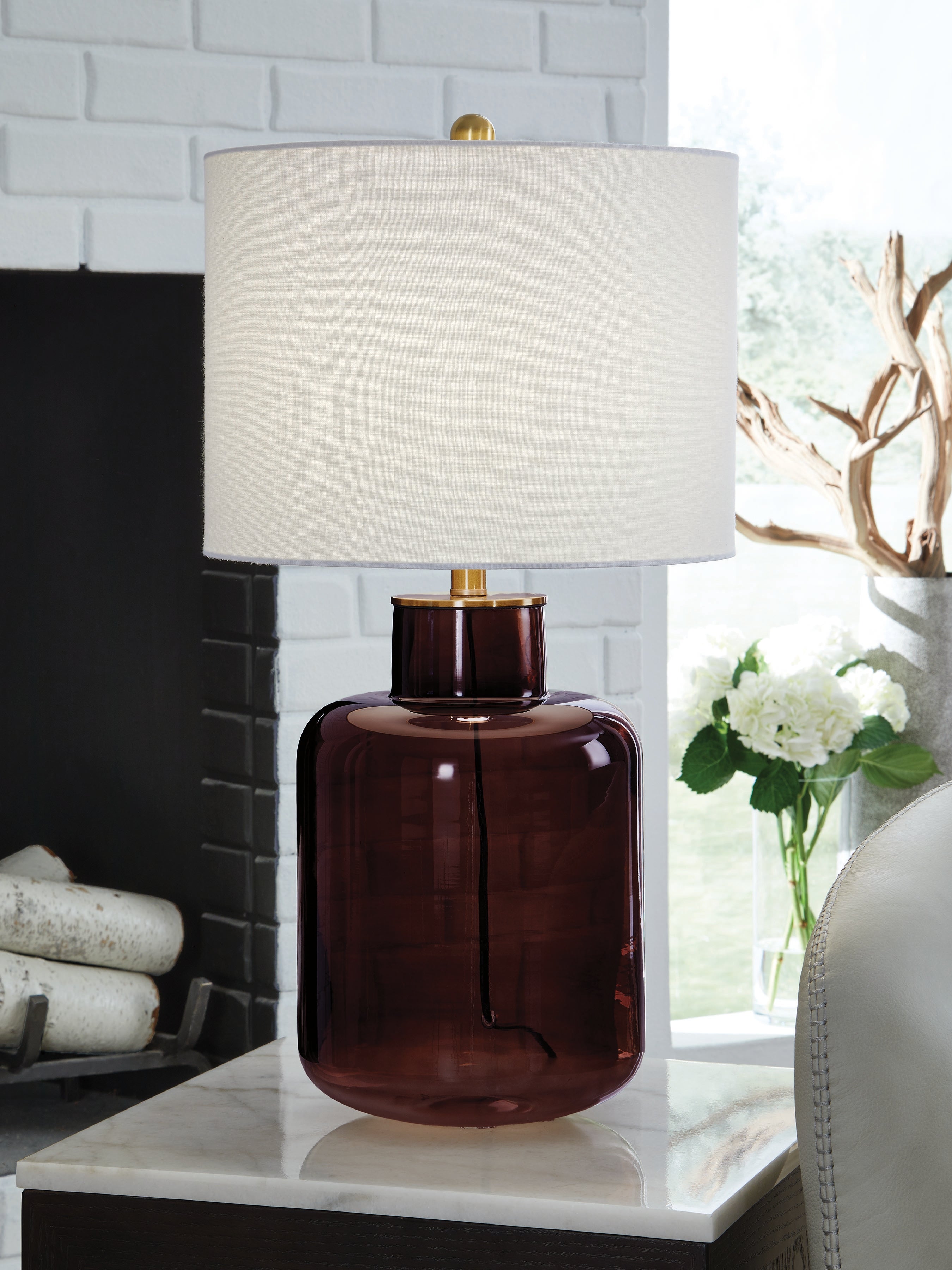 Elite Furniture Outlet - Ashley Furniture - Mette Lighting - Glass Table Lamp (1/CN) / Brown/Gold Finish - L430924