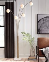 Elite Furniture Outlet - Ashley Furniture - Taliya Lighting - Metal Arc Lamp (1/CN) / Champagne/White - L725119