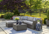 Elite Furniture Outlet - Ashley Furniture - Petal Road Outdoor - LoveseatSEC/OTTO/TBL Set(4/CN) / Gray - P297-070