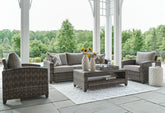 Elite Furniture Outlet - Ashley Furniture - Oasis Court Outdoor - Sofa/Chairs/Table Set (4/CN) / Gray - P335-081