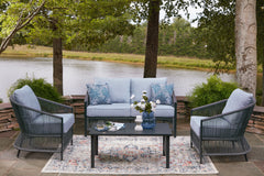 Elite Furniture Outlet - Ashley Furniture - Bridges Beach Outdoor - Love/Chairs/Table Set (4/CN) - PCP391-080
