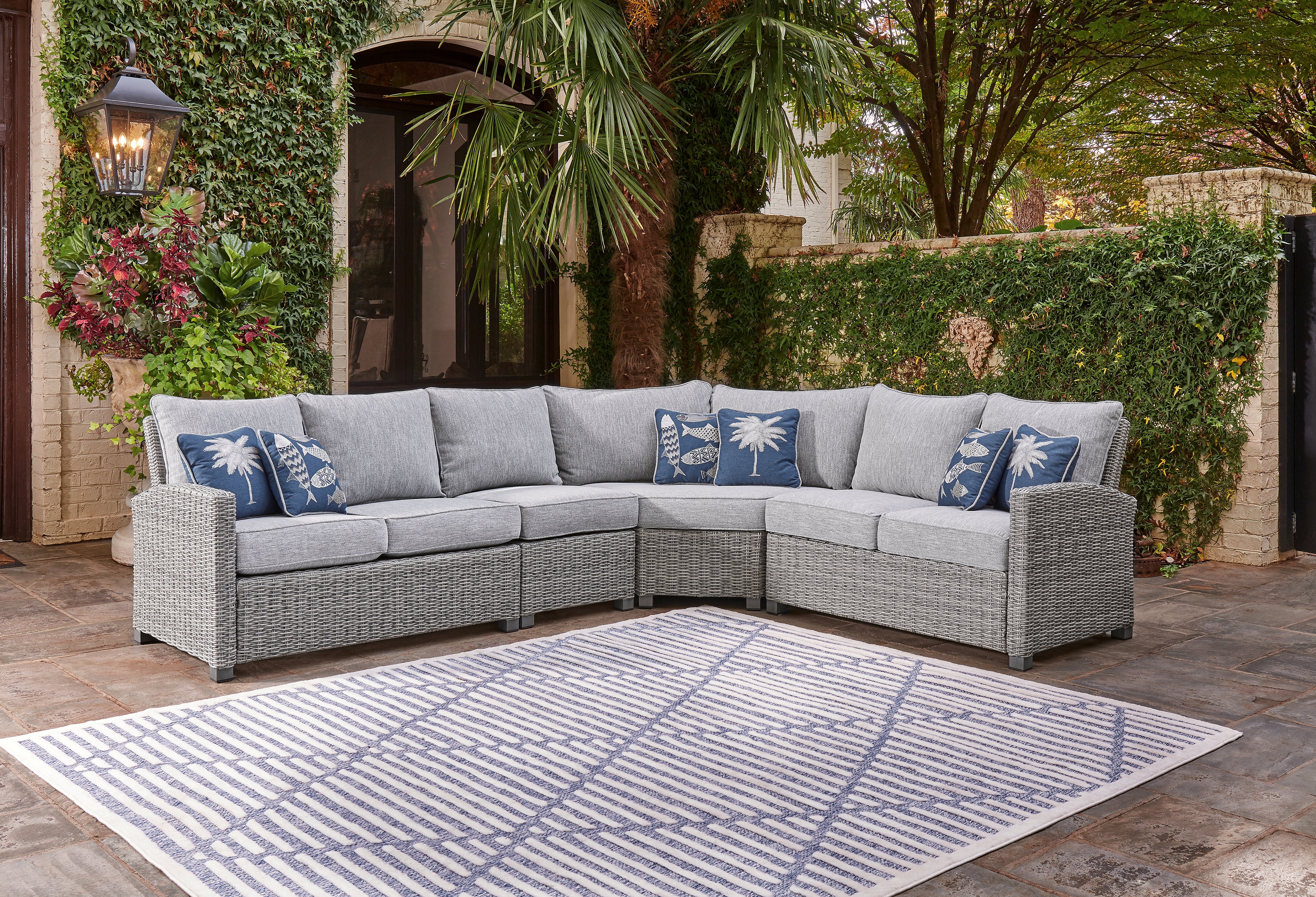 Elite Furniture Outlet - Ashley Furniture - Naples Beach Outdoor - Armless Chair w/Cushion (1/CN) / Light Gray - P439-846