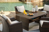 Elite Furniture Outlet - Ashley Furniture - Easy Isle Outdoor - RECT Multi-Use Table / Dark Brown/Beige - P455-625