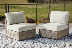 Elite Furniture Outlet - Ashley Furniture - Calworth Outdoor - Armless Chair w/Cushion (Set of 2) / Beige - P458-846