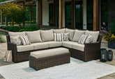 Elite Furniture Outlet - Ashley Furniture - Brook Ranch Outdoor - Sofa SEC/Bench w/CUSH (3/CN) / Brown - P465-822