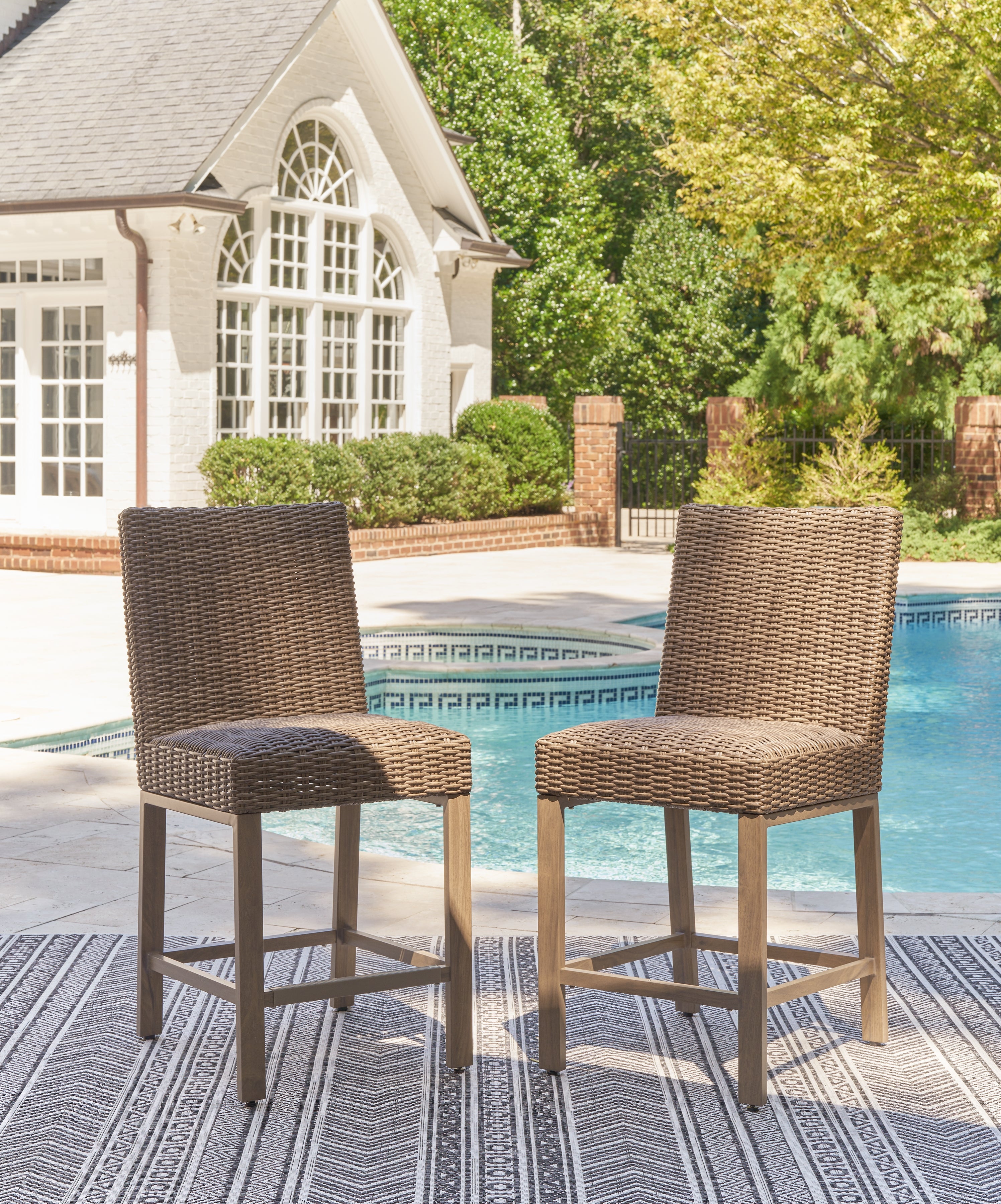 Elite Furniture Outlet - Ashley Furniture - Walton Bridge Outdoor - Barstool (Set of 2) / Driftwood - P749-130