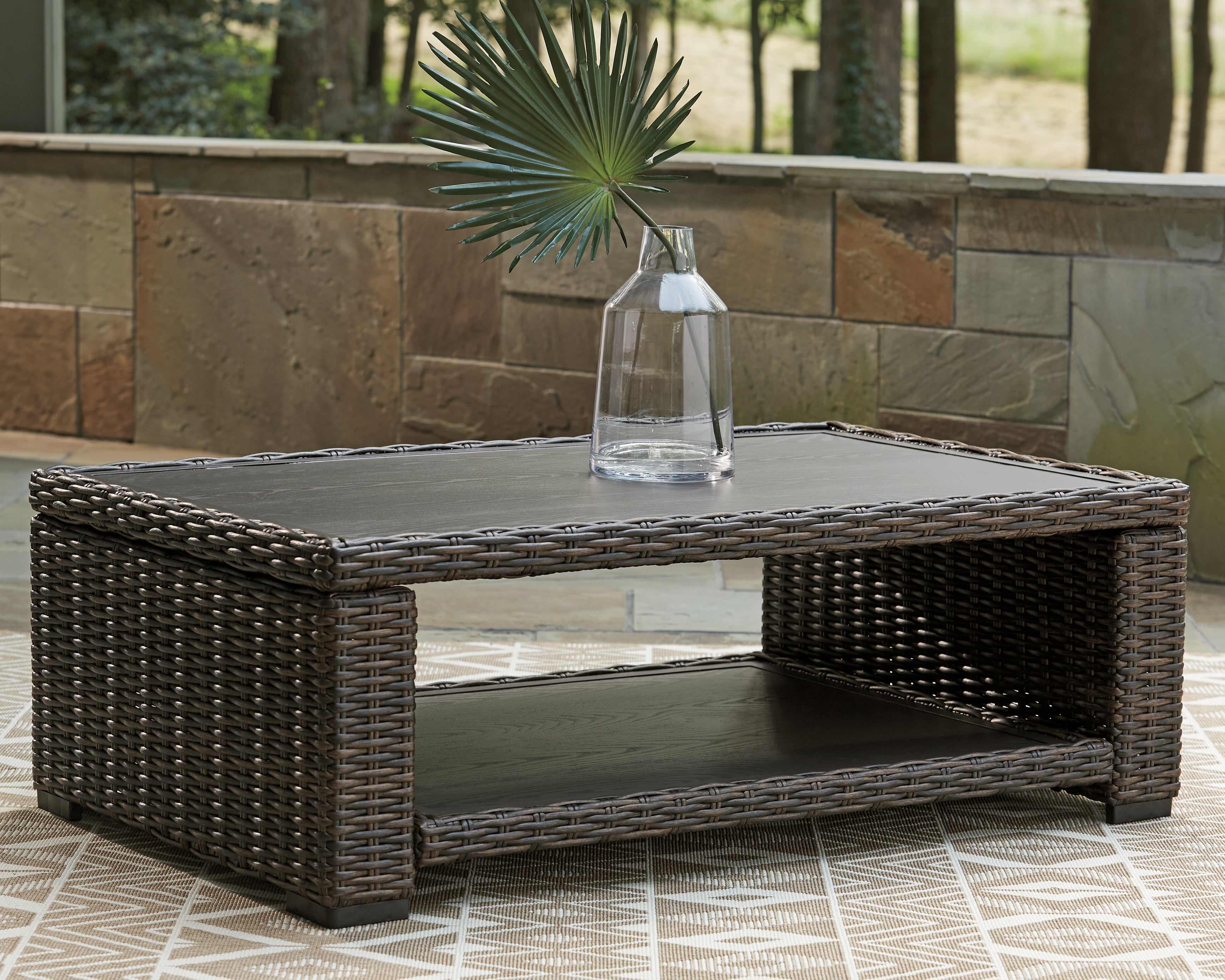 Elite Furniture Outlet - Ashley Furniture - Grasson Lane Outdoor - Square End Table / Brown - P783-702