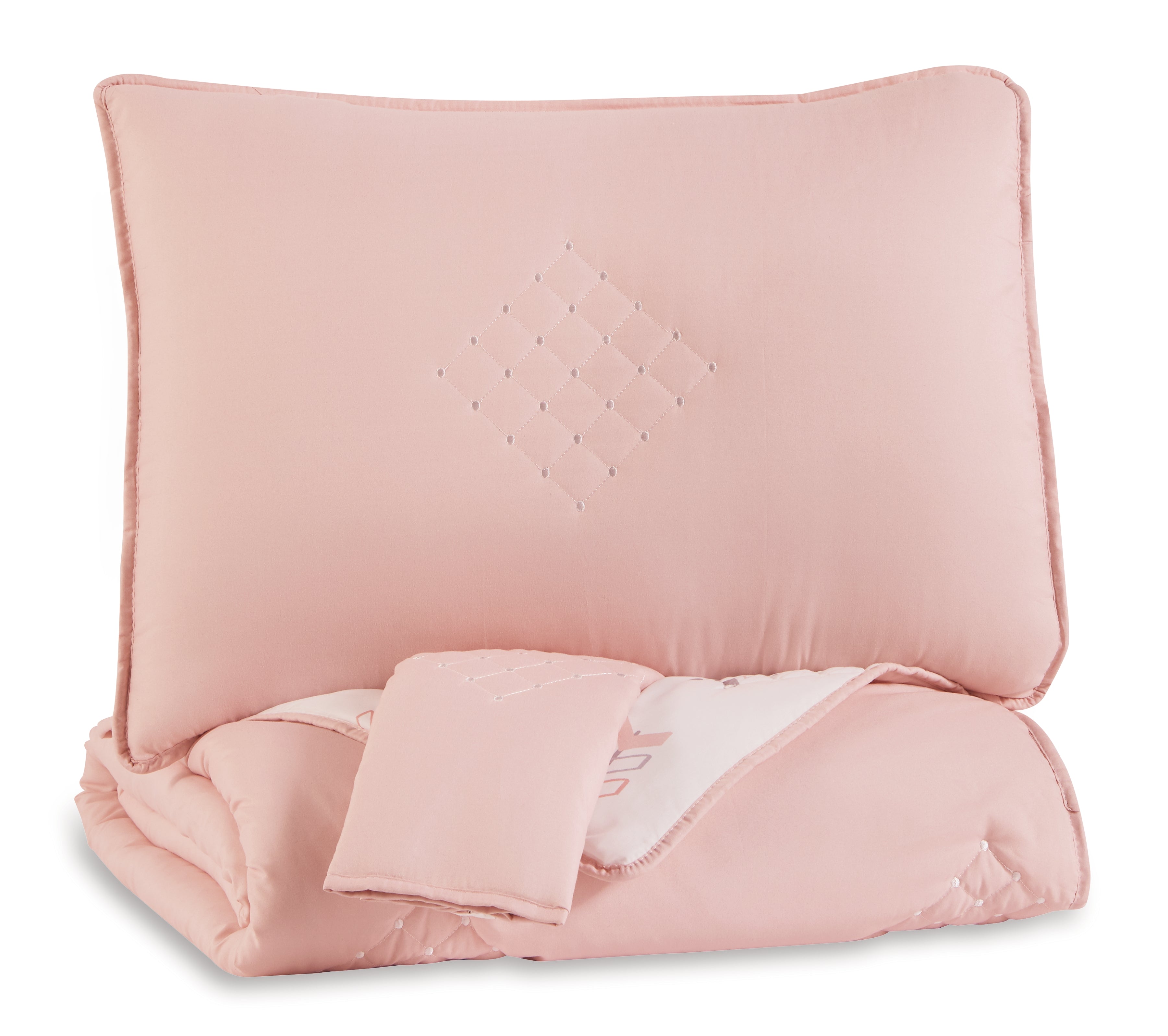 Elite Furniture Outlet - Ashley Furniture - Lexann Full Comforter Set - Full Comforter Set / Pink/White/Gray - Q901003F