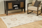 Elite Furniture Outlet - Ashley Furniture - Calkin Rug - 8' x 10' Rug / Linen/Gray/Caramel - R406391