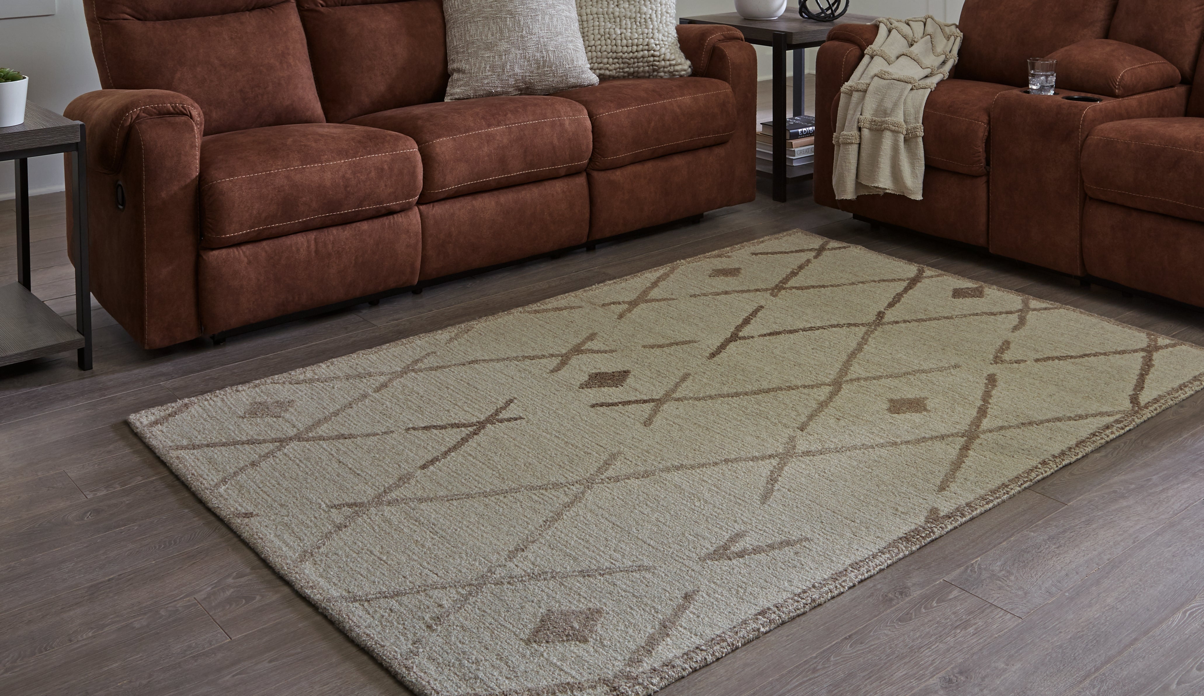 Elite Furniture Outlet - Ashley Furniture - Guyford Rug - 8' x 10' Rug / Beige/Brown - R406871