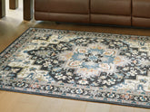 Elite Furniture Outlet - Ashley Furniture - Leningston Rug - 8' x 10' Washable Rug / Black/Cream/Blue - R407061