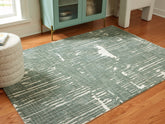 Elite Furniture Outlet - Ashley Furniture - Cayworth Rug - 8' x 10' Rug / Teal/White - R407091