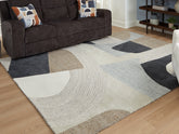Elite Furniture Outlet - Ashley Furniture - Edrickhill Rug - 8' x 10' Rug / Grayish Teal/Taupe/Cream - R407121