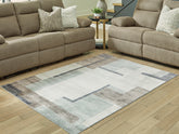 Elite Furniture Outlet - Ashley Furniture - Larkport Rug - Washable 5' x 7' Area Rug / Cream/Brown/Gray - R407412