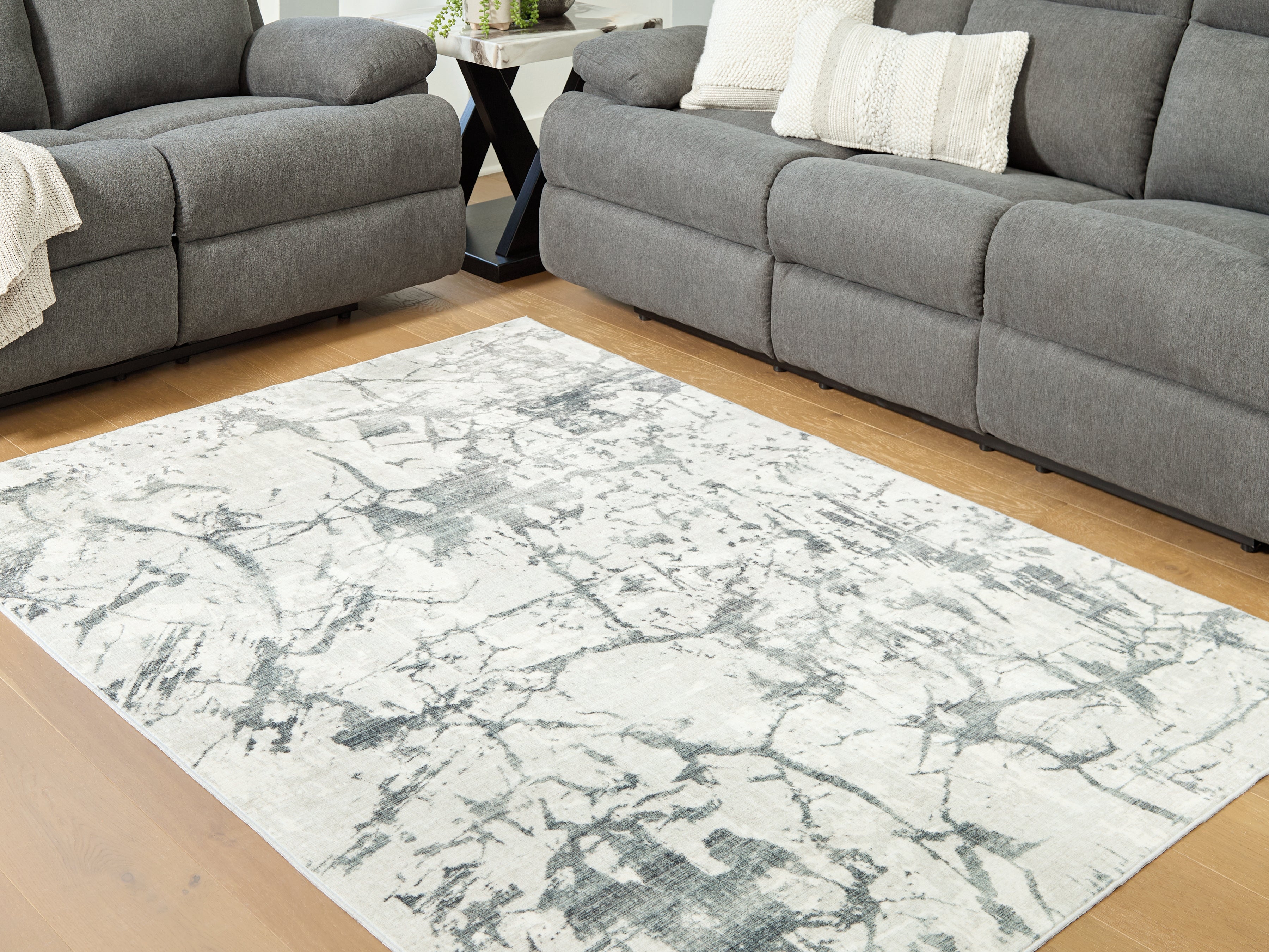 Elite Furniture Outlet - Ashley Furniture - Tobinbury Rug - Washable 8' x 10' Area Rug / Gray - R407421