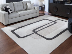 Elite Furniture Outlet - Ashley Furniture - Davismour Rug - 7'8" x 10' Area Rug / Ivory/Taupe/Charcoal - R407561