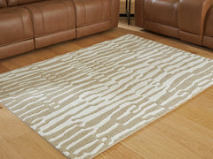 Elite Furniture Outlet - Ashley Furniture - Corrbell Rug - 5' x 7' Area Rug / Beige/White - R407632