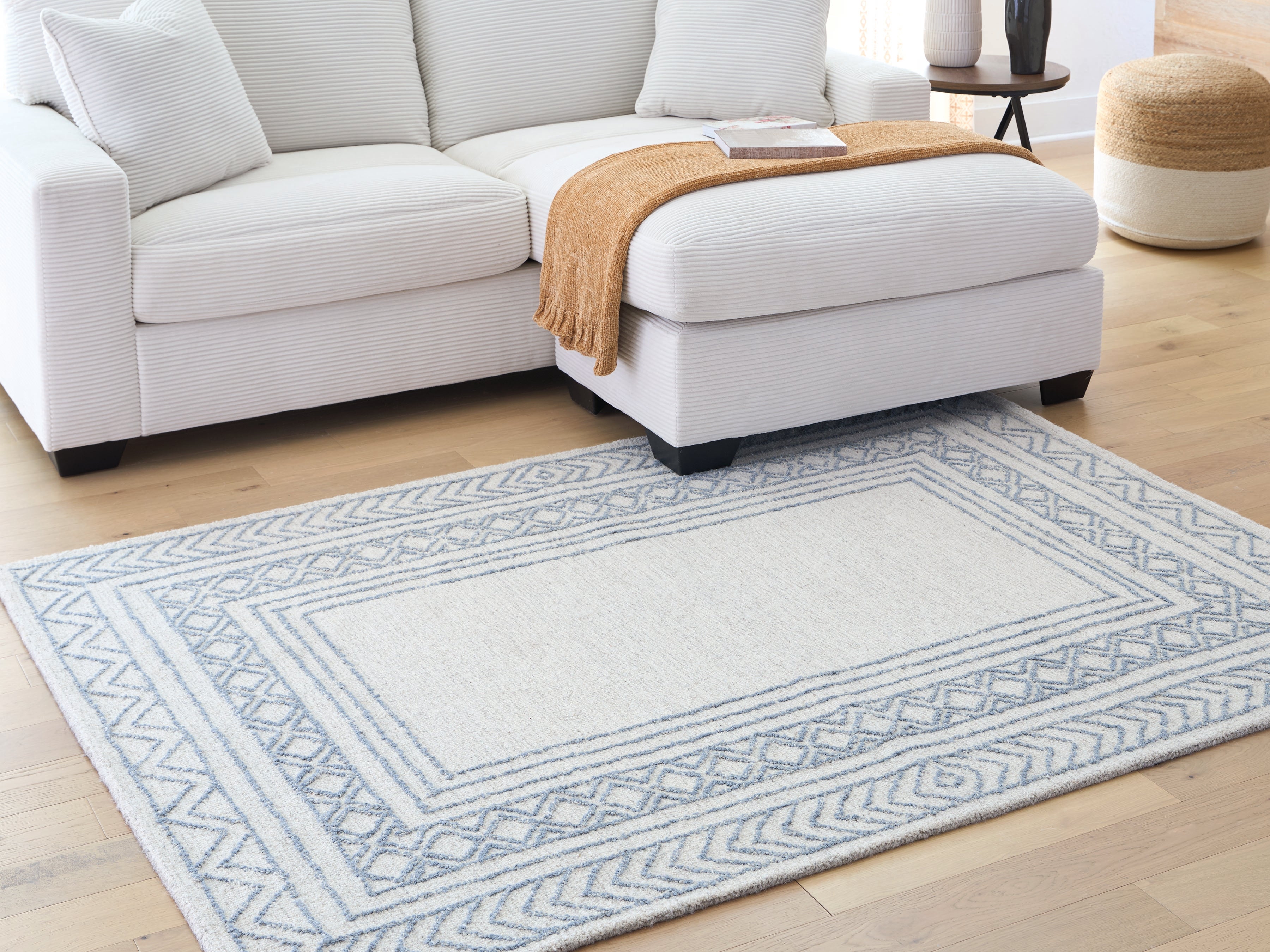 Elite Furniture Outlet - Ashley Furniture - Azelhurst Rug - 7'8" x 10' Area Rug / Blue/Ivory/Gray - R407851
