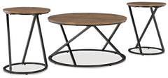 Elite Furniture Outlet - Ashley Furniture - Cassbryn Table (Set of 3) - Occasional Table Set (3/CN) / Brown/Black - T152-13