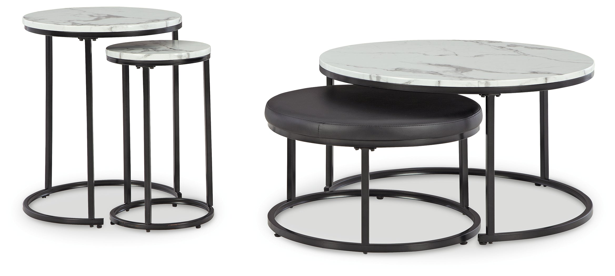 Elite Furniture Outlet - Ashley Furniture - Jusmour Table (Set of 4) - Occasional Nesting TBL (4/CN) / Black/White - T161-14