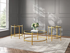 Elite Furniture Outlet - Ashley Furniture - Pearlox Table (Set of 3) - Occasional Table Set (3/CN) / Gold - T173-13
