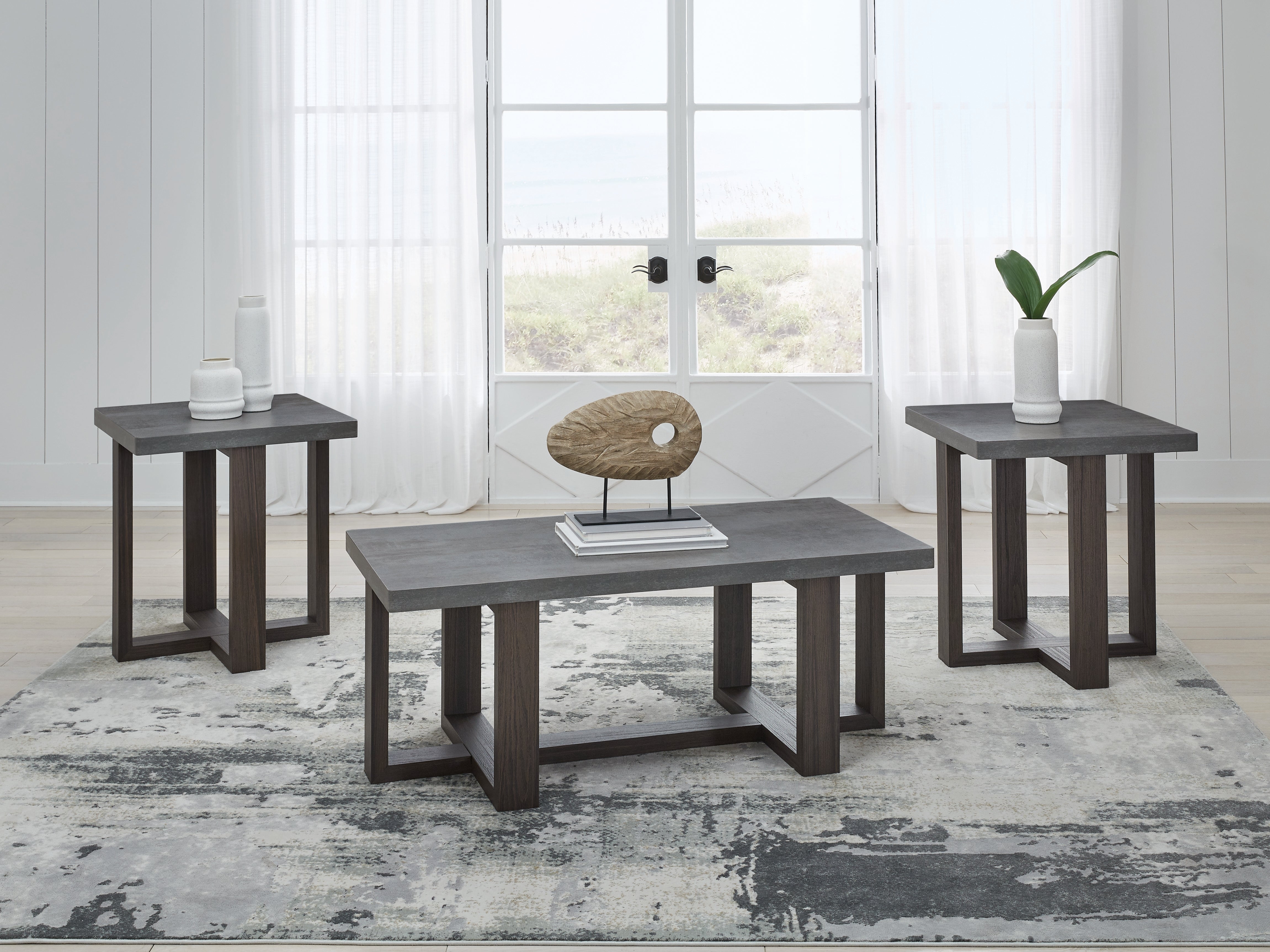Elite Furniture Outlet - Ashley Furniture - Dynnford Table (Set of 3) - Occasional Table Set (3/CN) / Gray/Brown - T216-13