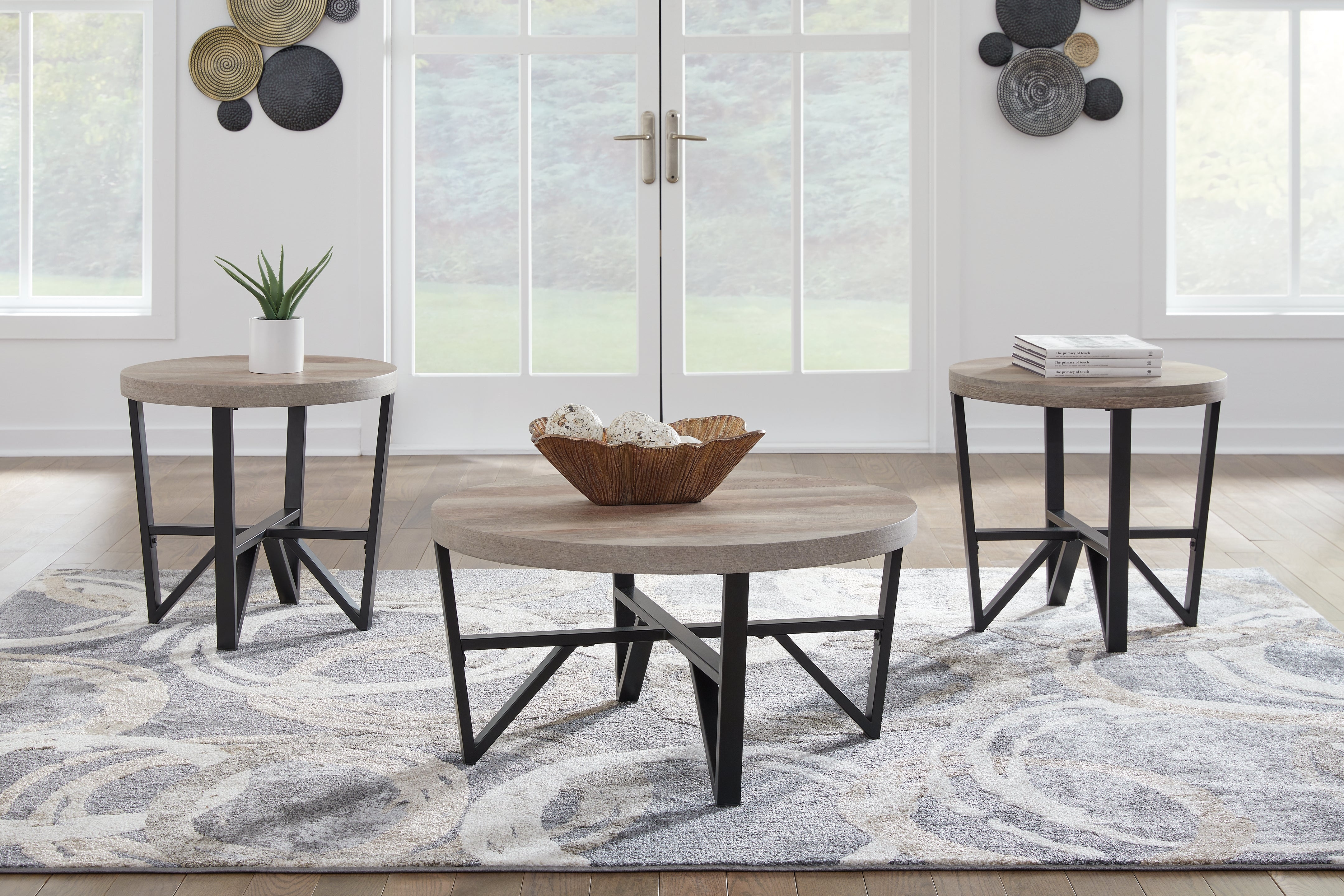 Elite Furniture Outlet - Ashley Furniture - Deanlee Table (Set of 3) - Occasional Table Set (3/CN) / Grayish Brown/Black - T235-13