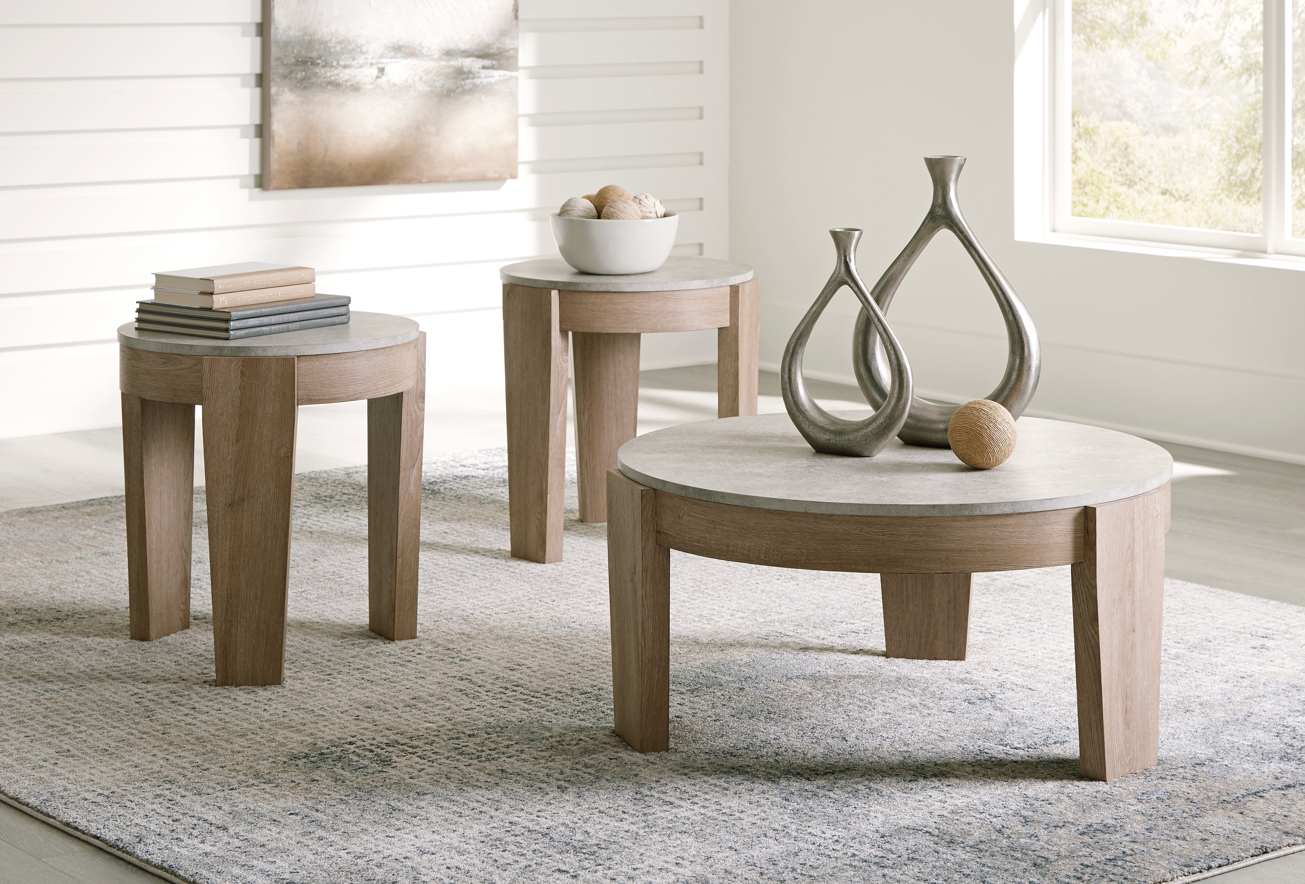 Elite Furniture Outlet - Ashley Furniture - Guystone Table (Set of 3) - Occasional Table Set (3/CN) / Light Brown - T237-13