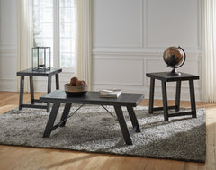 Elite Furniture Outlet - Ashley Furniture - Noorbrook Table (Set of 3) - Occasional Table Set (3/CN) / Black/Pewter - T351-13