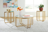 Elite Furniture Outlet - Ashley Furniture - Milloton Table (Set of 3) - Occasional Table Set (3/CN) / Gold - T398-13