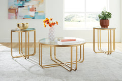 Elite Furniture Outlet - Ashley Furniture - Milloton Table (Set of 3) - Occasional Table Set (3/CN) / Gold - T398-13