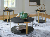 Elite Furniture Outlet - Ashley Furniture - Shylore Table (Set of 3) - Occasional Table Set (3/CN) / Black/Brass Finish - T410-13