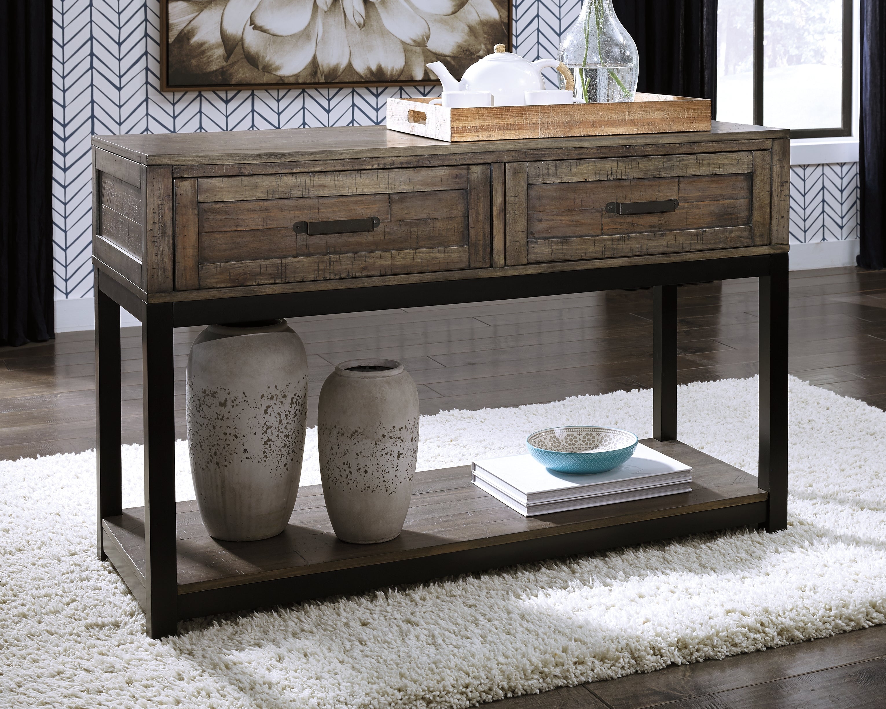 Elite Furniture Outlet - Ashley Furniture - Johurst Sofa/Console Table - Sofa Table / Grayish Brown - T444-4