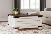 Elite Furniture Outlet - Ashley Furniture - Wystfield Coffee Table - Cocktail Table with Storage / White/Brown - T459-20